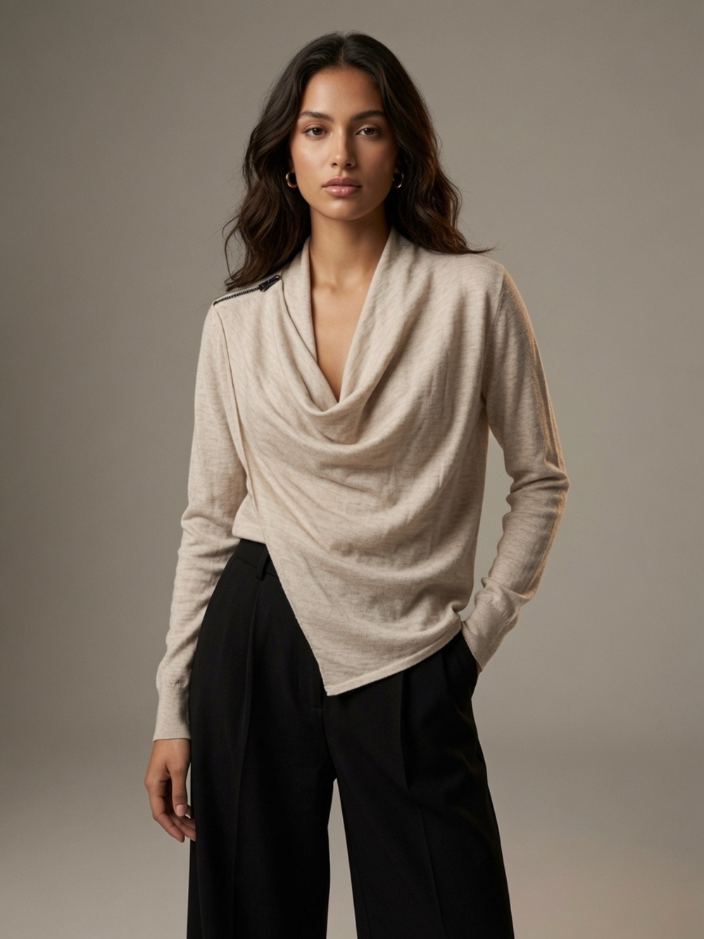 ALL SAINTS Drina Cardigan Wool Asymmetrical Cream Size 2